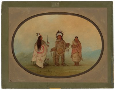 カラスの酋長と戦士とその妻 作： George Catlin