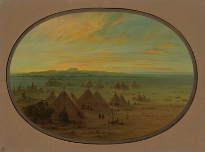サーモン川のカラスの村、18551869。 作： George Catlin