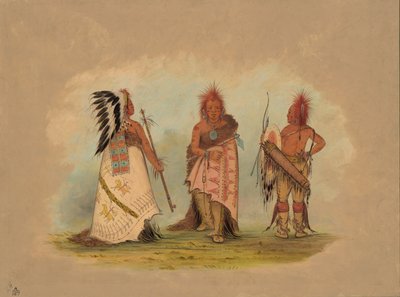 2 人の戦士を持つポーニー チーフ、18611869。 作： George Catlin