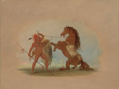 お気に入りの馬を犠牲にするポーニー戦士、18611869。 作： George Catlin