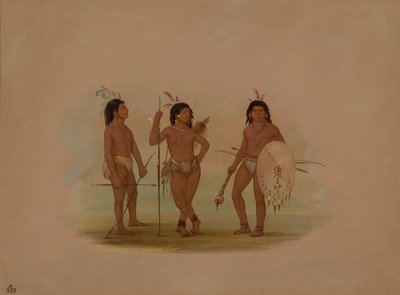 プルチー族長と 2 人の若い戦士、18541869。 作： George Catlin