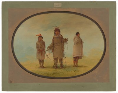 石の戦士と妻と少年 作： George Catlin