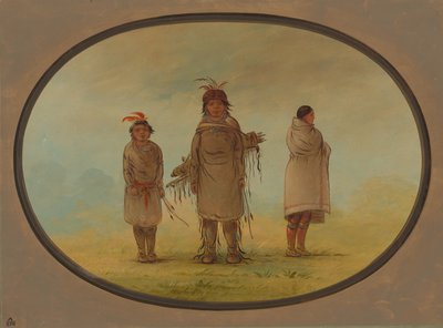 石の戦士とその妻と少年、18551869。 作： George Catlin