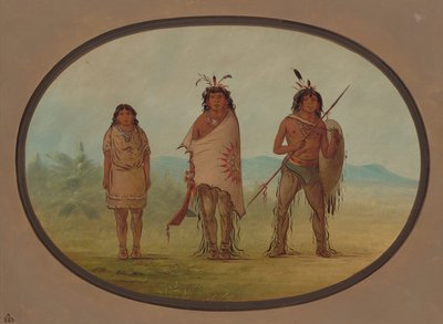 ユマの酋長とその娘、そして戦士、18551869。 作： George Catlin