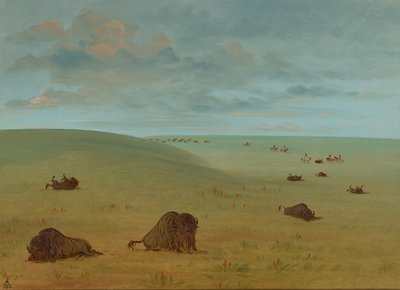 バッファローチェイスの後 - スー、18611869。 作： George Catlin