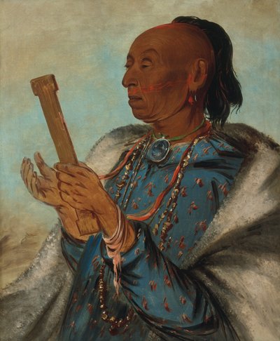 Ah-tón-we-tuck、ニワトリの七面鳥、祈りを繰り返す、1830 年。 作： George Catlin