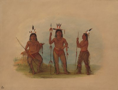 アラエウティアの酋長と 2 人の戦士、18551869。 作： George Catlin
