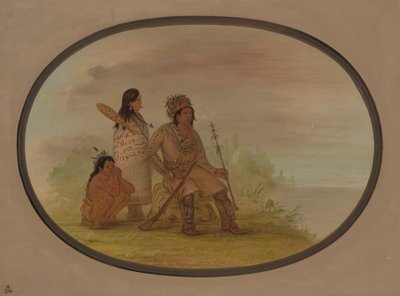 年老いたナヤ族のインディアン、彼の孫娘、そして男の子、1855-1869. 作： George Catlin