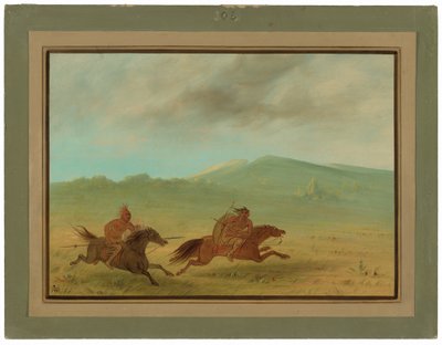 カマンチーを追うオーセージ・インディアン 作： George Catlin