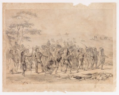 マンダンズ族のアーチェリー--第24号 作： George Catlin