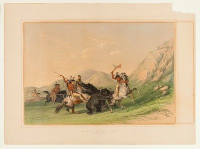 グリズリーベアを襲う--第19号 作： George Catlin