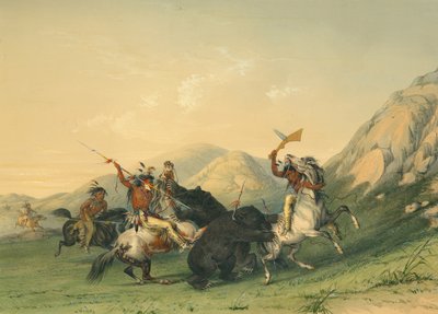 グリズリーベアを攻撃 作： George Catlin