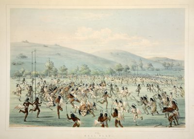 Catlins North American Indian Portfolioのボールプレイ。ロッキー山脈とアメリカの大草原の狩猟シーンと娯楽、パブ。 1845 作： George Catlin