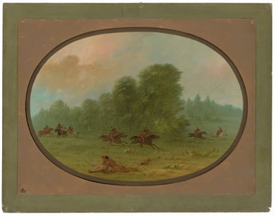 Jiccarilla Apachees と Camanchees の間の戦い 作： George Catlin