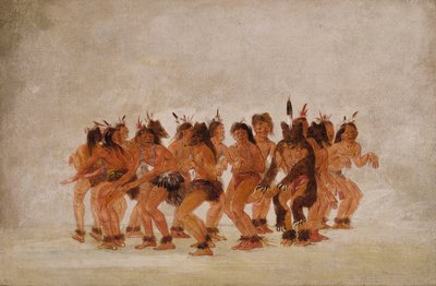ベアダンス、ベアハントの準備、1835-1837。 作： George Catlin