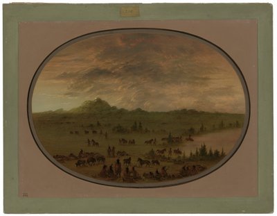 日の出のスー戦争党のビバーク 作： George Catlin