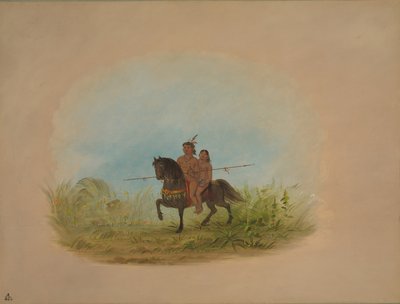 馬に乗った新郎新婦 - Connibo、18541869。 作： George Catlin