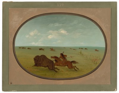 バッファロー チェイス、スー族インディアン、アッパー ミズーリ州 作： George Catlin