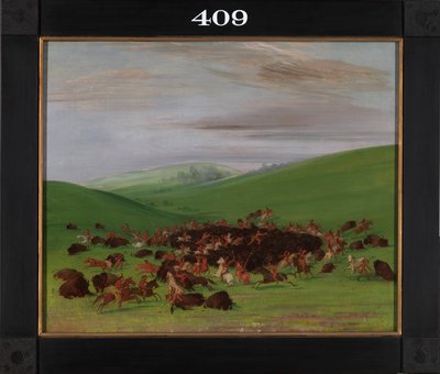 バッファローチェイス、ヒダツァ族のサラウンド 作： George Catlin
