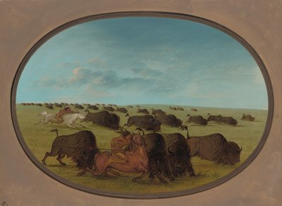 バッファローチェイス、事故あり、18611869。 作： George Catlin