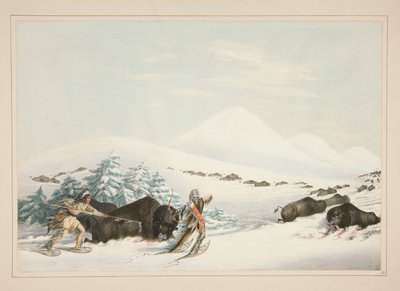 バッファローハント、雪の靴で、pl。 北米インディアンのポートフォリオから15人 作： George Catlin