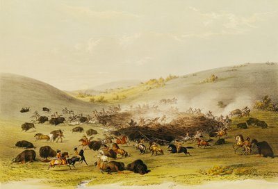 バッファローハント、サラウンド、1832年頃 作： George Catlin