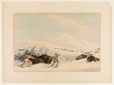 スノーシューでバッファロー・ハント--その15 作： George Catlin