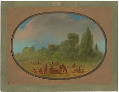 野生のイチゴを集めるカドーインディアン 作： George Catlin