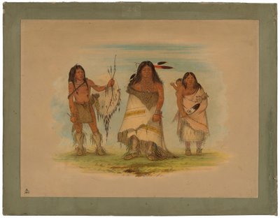 コマンチ族の酋長とその妻、そして戦士 作： George Catlin