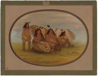 3 人の戦士とコマンチ酋長 作： George Catlin