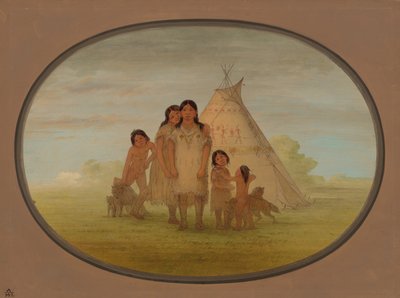 コマンチ族長の子供たちとウィグワム、18611869。 作： George Catlin