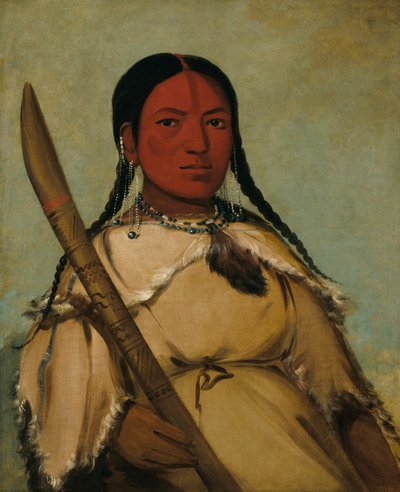 チンチャピー、忍び寄る火の虫、鳩の卵頭の妻、1832年。 作： George Catlin