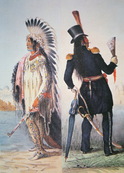 1833年頃の「インド人の文明」（カラーリトグラフ 作： George Catlin