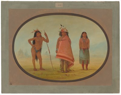 コチムティーの酋長とその妻、そして戦士 作： George Catlin