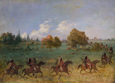 完全装備で進軍中のコマンチ戦隊 作： George Catlin