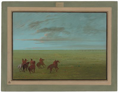 野生の馬に出発するコンニボス 作： George Catlin