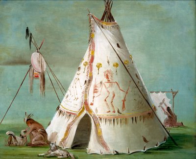 バッファローの皮25枚のクロウ・ロッジ 作： George Catlin