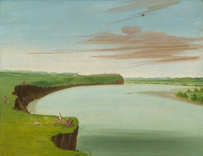 マンダン・ビレッジの遠景 作： George Catlin