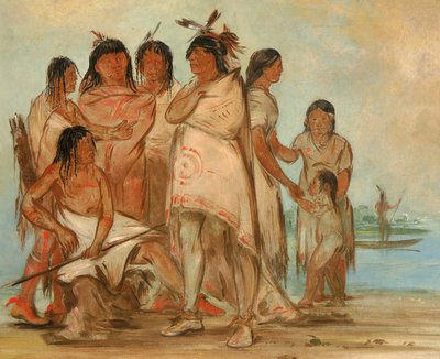 部族の長、ドゥ・コル・レ・アとその家族 作： George Catlin
