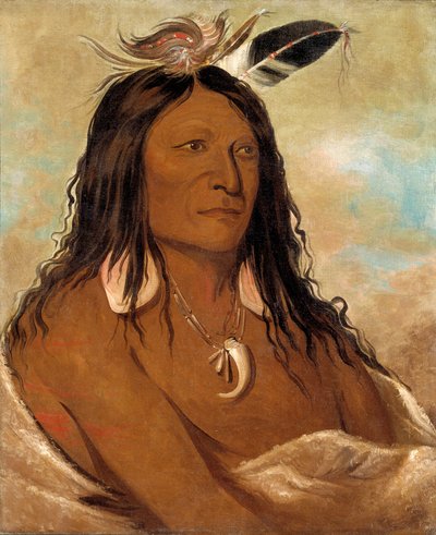 Eé-shah-kó-nee、弓と矢筒、部族の初代酋長、1834 年。 作： George Catlin