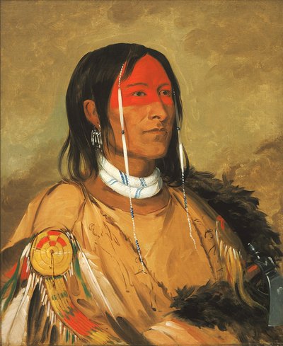 Eeh-tow-wées-ka-zeet, He Who Has Eyes Behind Him (Broken Armとしても知られる), 最強の勇者。 作： George Catlin