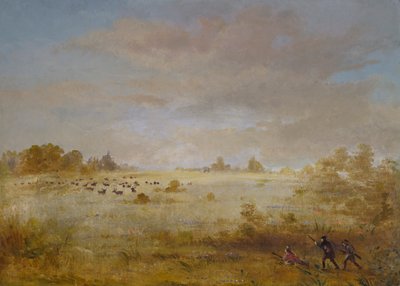秋の大草原で放牧されているヘラジカ、1846～1848年。 作： George Catlin