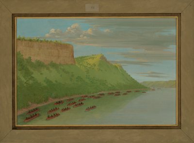 ヘネピン神父と恋人の恋人の飛躍、1680年4月、1847年から48年 作： George Catlin