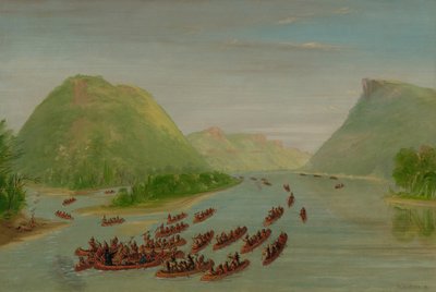 ヘネピン神父と 2 人の仲間がスー族によって囚人にされました。 1680 年 4 月、1847 年 1848 年。 作： George Catlin