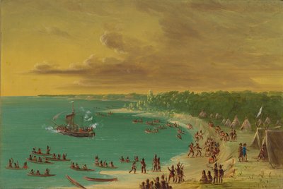 エリー湖でのグリフィンの最初のセーリング。 1679 年 8 月 7 日、18471848。 作： George Catlin