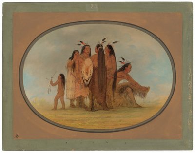 マンダンの四戦士と少女と少年 作： George Catlin