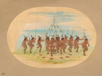 グリーン コーン ダンス - ミナタリース、1861 年。 作： George Catlin