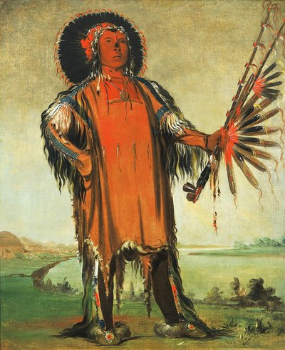ハ・ナ・タ・ヌ・マウク、ウルフ・チーフ、部族の長 作： George Catlin