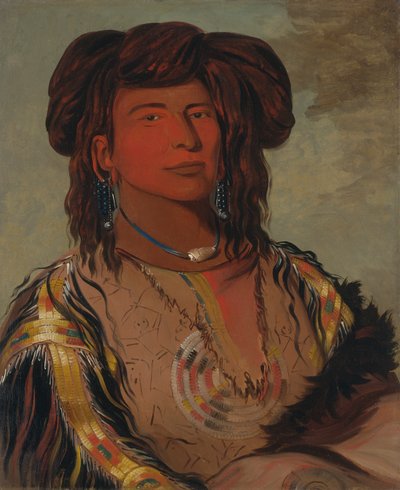Ha-wón-je-tah、One Horn、Miniconjou 族の首長、1832 年。 作： George Catlin