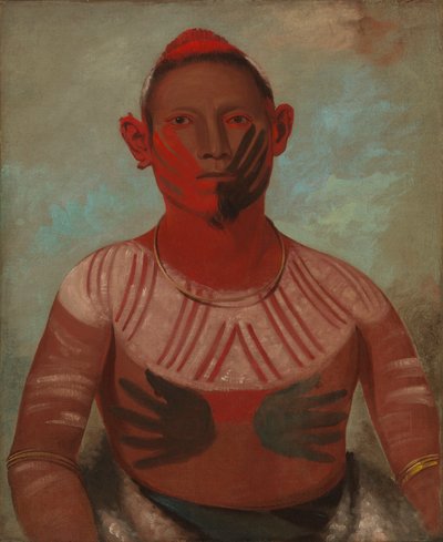 I-o-way、ブラック ホークの主要な戦士の 1 人、1832 年。 作： George Catlin